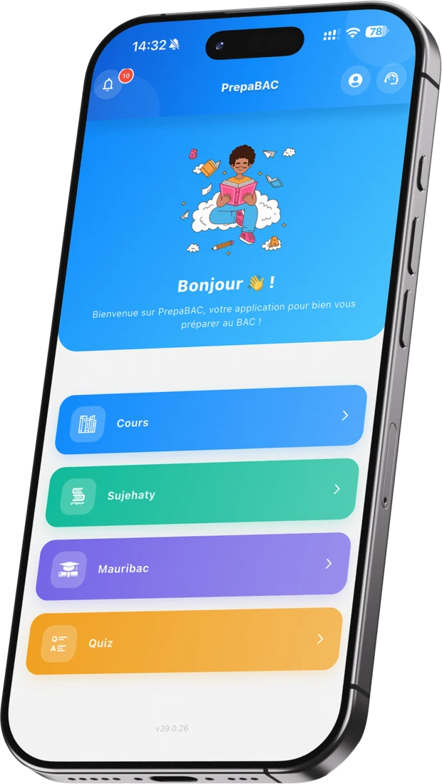 Application PrepaBAC — écran d'accueil